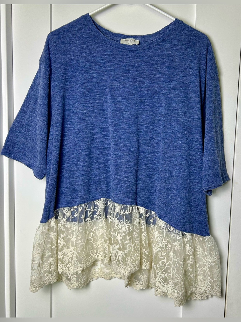 Umgee Blue Oversized Lace Hem